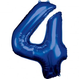 Grosse Zahl 4 Blau Folienballon