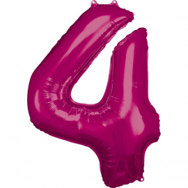 Grosse Zahl 4 Pink Folienballon