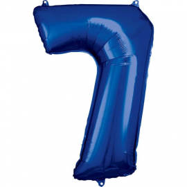Grosse Zahl 7 Blau Folienballon