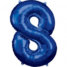 Grosse Zahl 8 Blau Folienballon