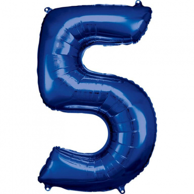 Grosse Zahl 5 Blau Folienballon