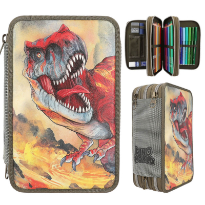Dino World 3 Fach Federtasche mi