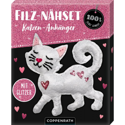 Filz-Nähset Katzen-Anhänger (Wei