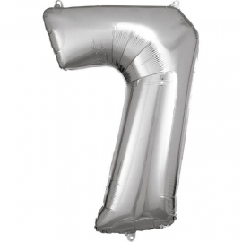 Grosse Zahl 7 Silber Folienballo