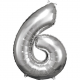Grosse Zahl 6 Silber Folienballo