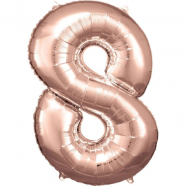 Grosse Zahl 8 Rosé Gold Folienba