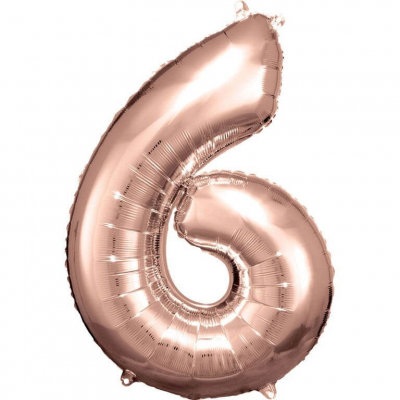 Grosse Zahl 6 Rosé Gold Folienba