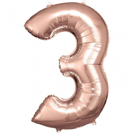Grosse Zahl 3 Rosé Gold Folienba