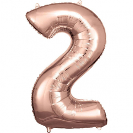Grosse Zahl 2 Rosé Gold Folienba