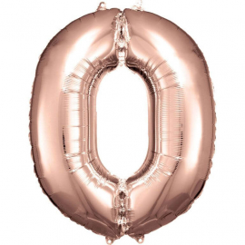 Grosse Zahl 0 Rosé Gold Folienba
