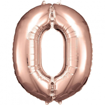 Grosse Zahl 0 Rosé Gold Folienba
