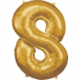 Grosse Zahl 8 Gold Folienballon