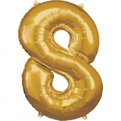 Grosse Zahl 8 Gold Folienballon