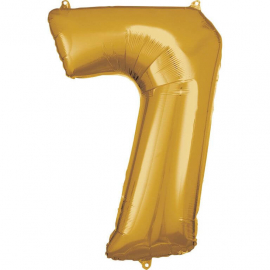 Grosse Zahl 7 Gold Folienballon