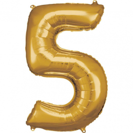 Grosse Zahl 5 Gold Folienballon