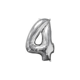 Mid Size Zahl 4 silber Folienbal