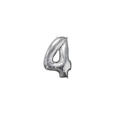 Mid Size Zahl 4 silber Folienbal