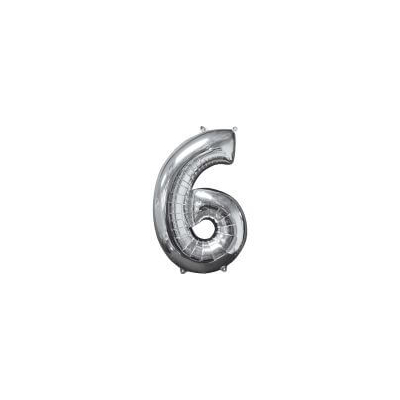 Mid Size Zahl 6 silber Folienbal