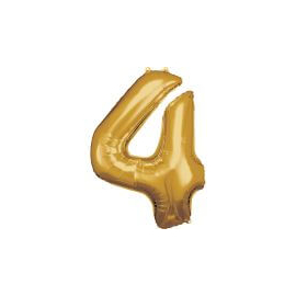 Large Number 4 Gold Folienballon